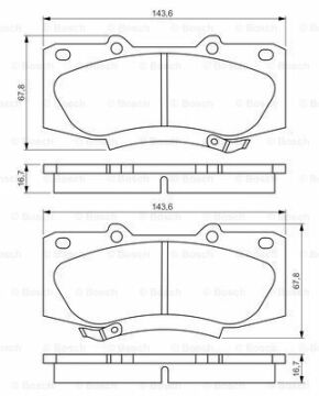 Disk Balata, Ön - [WVA ] - [143,6x67,8x16,7 mm] ES HILUX III Pick-up (TGN1_, GGN2_, LAN_, GGN1_, KUN2_, KUN1_) - 2.5 D-4D 12.2007-… TOY 044650K240