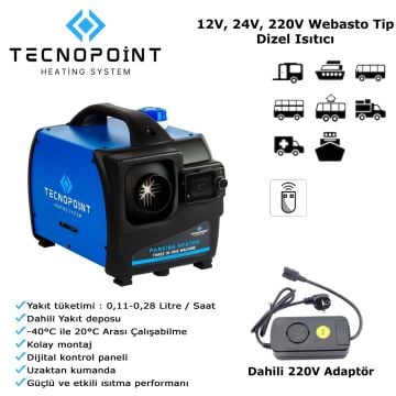 TEKNOPOİNT TC18-08 ARAÇ İÇİ ISITICI D4 12V -220V  ÇANTA TİPİ     WEBASTO webasto webasto .