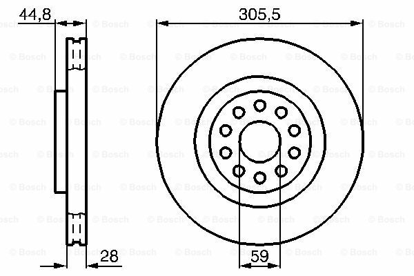 Fren Diski, Ön, [305,0 /28,0-26,0 mm]LANCIA Thesis 2.0 Turbo 20V ( 04.2002 - 12.2009 ); Thesis 2.4 20V ( 04.2002 - 12.2009 ); Thesis 2.4 JTD 10V ( 04.2002 - 02.2005 ); Thesis 2.4 JTD 20V ( 06.2003 - 02.2006 ); Thesis 2.4 JTD 20V ( 06.2003 - 02. LAI 4