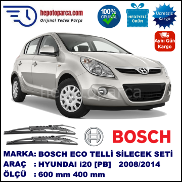 HYUNDAI i20 [PB] 12.08-... 600 / 400 mm. BOSCH ECO Telli Silecek 2'li Takım