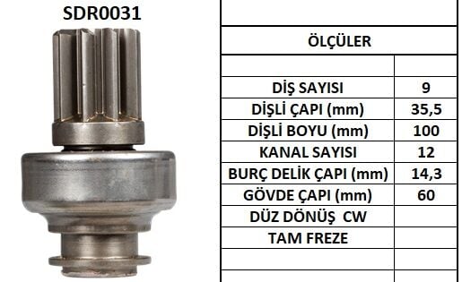 SDR0031  MARS DISLISI-9DIS  MOTORSAZAN 61240672 61240892 1599 10115990