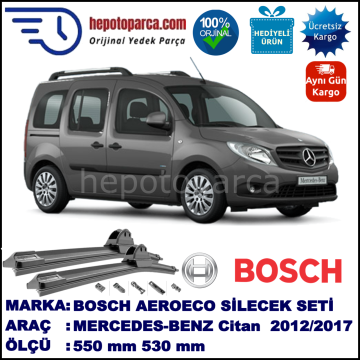MERCEDES-BENZ Citan  07.2012-..., 550 / 530 mm. BOSCH AEROECO Aparatlı Muz Silecek