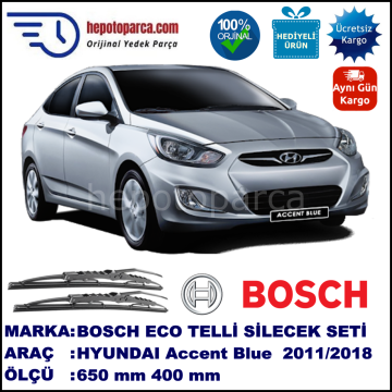 HYUNDAI Accent Blue [RB] 01.11-... 650 / 400 mm. BOSCH ECO Telli Silecek 2'li Takım
