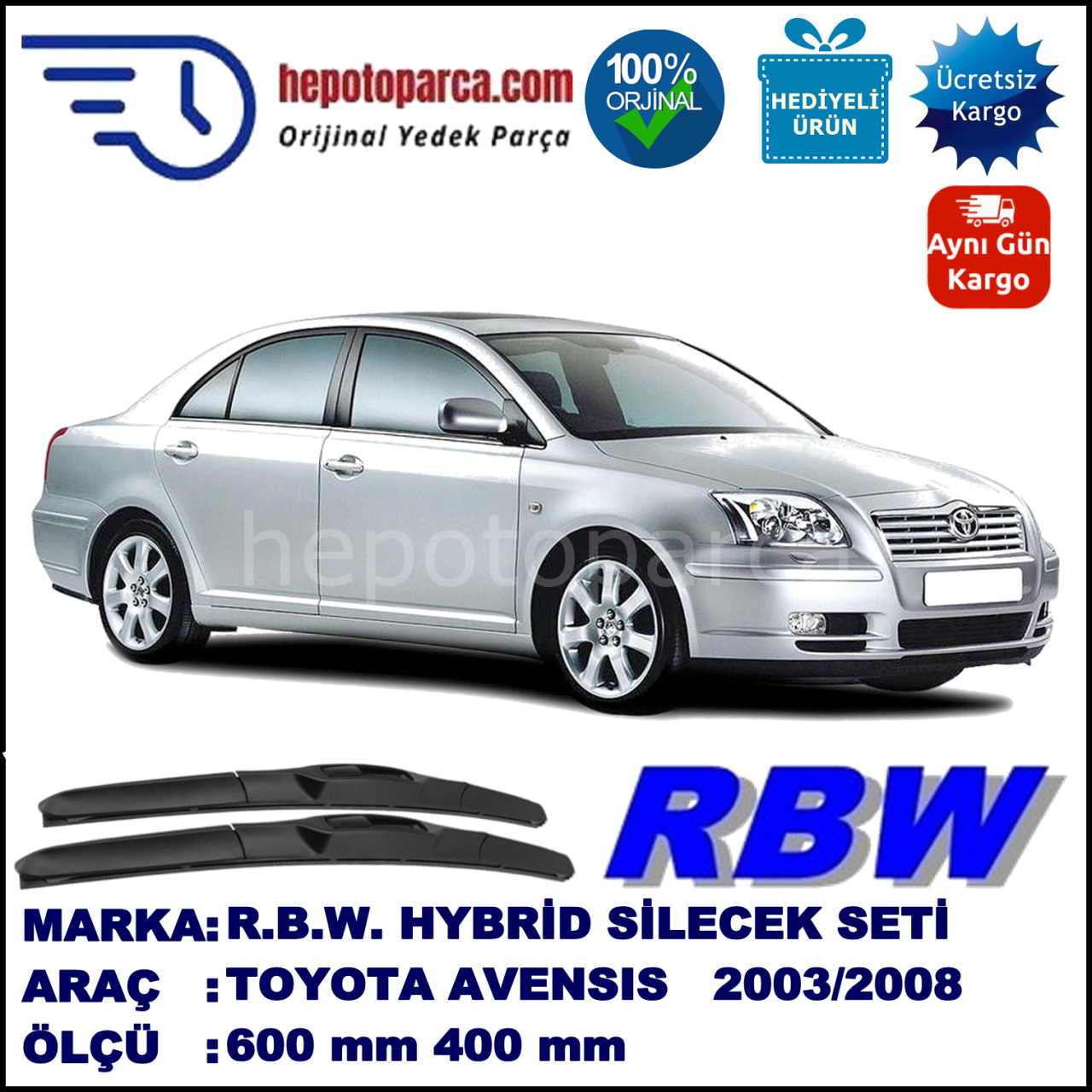 TOYOTA AVENSIS HYBRID SİLECEK TAKIMI RBW ARACA ÖZEL (2003-2008)