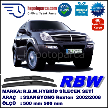 SSANGYONG Rexton  05.02-... 500 / 500 mm. RBW Hybrid Silecek Seti. U Kanca Uyumlu Hibrit