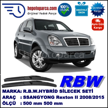 SSANGYONG Rexton II  10.08-... 500 / 500 mm. RBW Hybrid Silecek Seti. U Kanca Uyumlu Hibrit