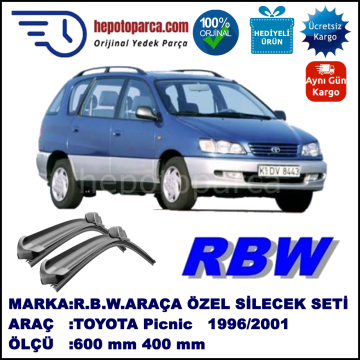 TOYOTA Picnic  09.96-05.01 600 / 400 mm. RBW Muz Silecek Seti  2'li Takım. U Kanca Uyumludur.