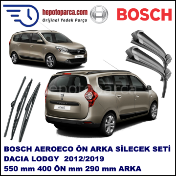 DACIA Lodgy  03,2012-,,, Bosch Aeroeco Ön ve Arka Silecek Takımı