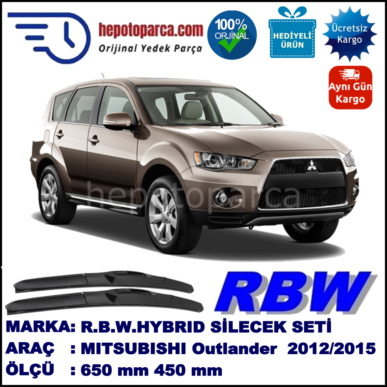 MITSUBISHI OUTLANDER 3 HYBRID SİLECEK TAKIMI RBW ARACA ÖZEL (2012→)
