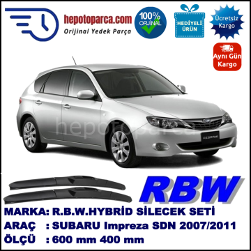 SUBARU Impreza  [G12/G22] 06.07-12.11 600 / 400 mm. RBW Hybrid Silecek Seti. U Kanca Uyumlu Hibrit