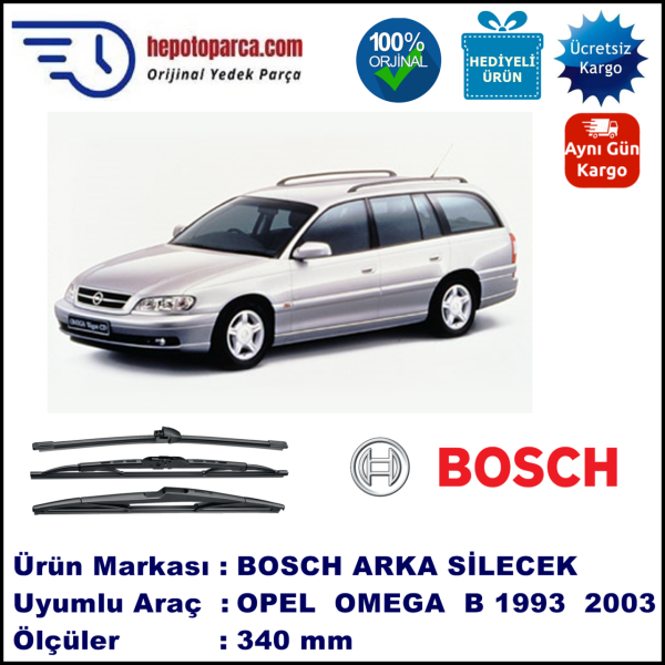 OPEL Omega [B] 340 mm 09.1993-09.2003 BOSCH Arka Silecek