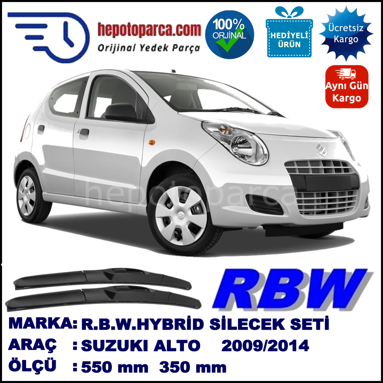 SUZUKI ALTO HYBRID SİLECEK TAKIMI RBW ARACA ÖZEL (2009-2014)