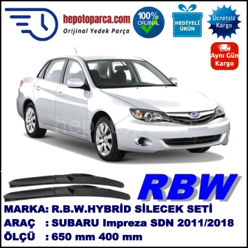SUBARU Impreza Sedan [G13] 10.11-... 650 / 400 mm. RBW Hybrid Silecek Seti. U Kanca Uyumlu Hibrit
