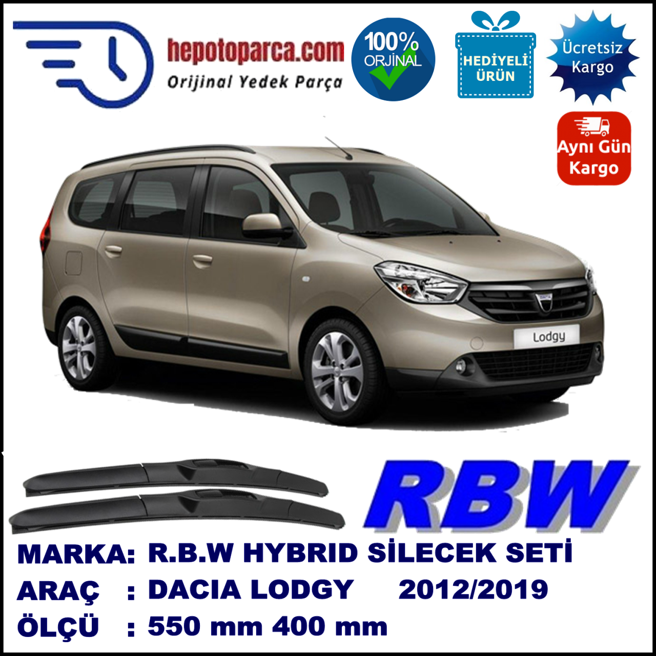 DACIA LODGY HYBRID SİLECEK TAKIMI RBW ARACA ÖZEL (2012-2015)