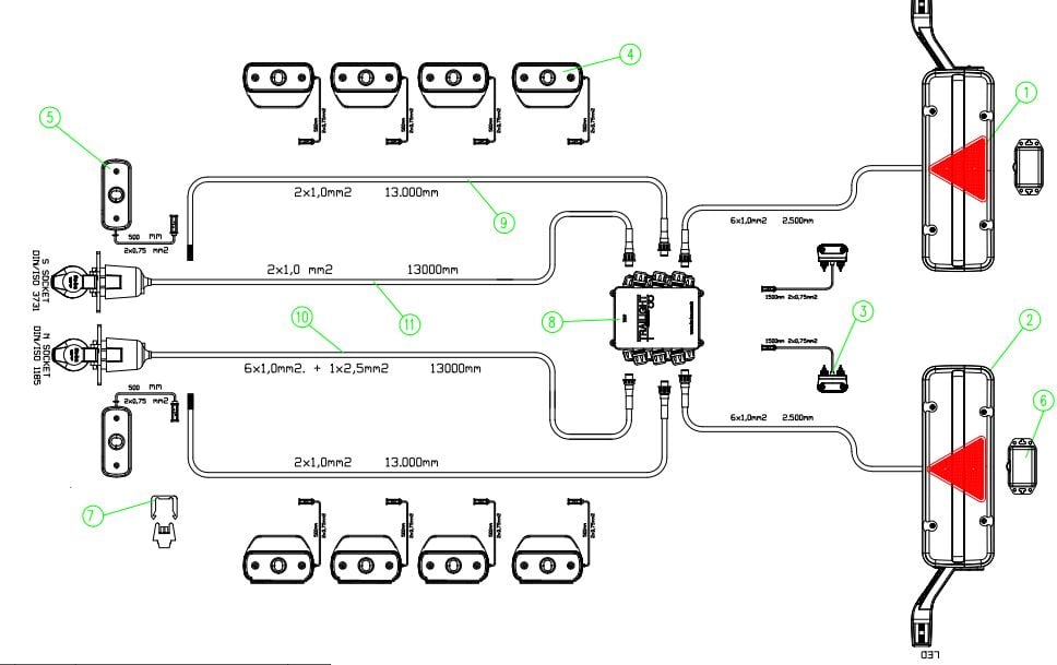 8912-M2T13B5P5-F MODULAMP T1355 TRAILIGHT SET