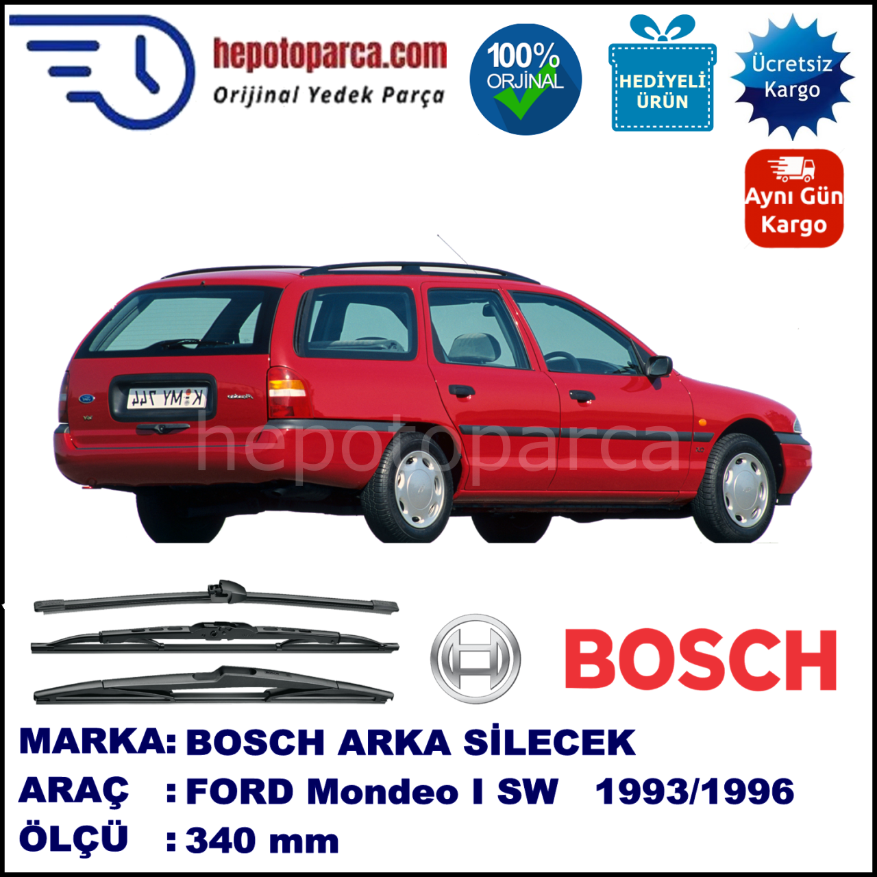 FORD Mondeo I Turnier [93] 340 mm 04.1993-07.1996 BOSCH Arka Silecek