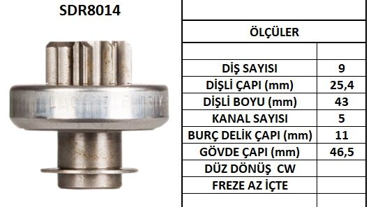 SDR8014  MARŞ DİŞLİSİ CITROEN AX-BX CLİO II RENAULT 1152 187428 10111520