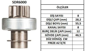 LUCAS SDR6000 MARŞ DİŞLİSİ MITSUBISHI-HYUNDAİ 8 DİŞ LTH106