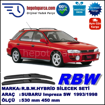 SUBARU Impreza Kombi [GC, GF] 01.93-07.98 530 / 450 mm. RBW Hybrid Silecek Seti. U Kanca Uyumlu Hibrit
