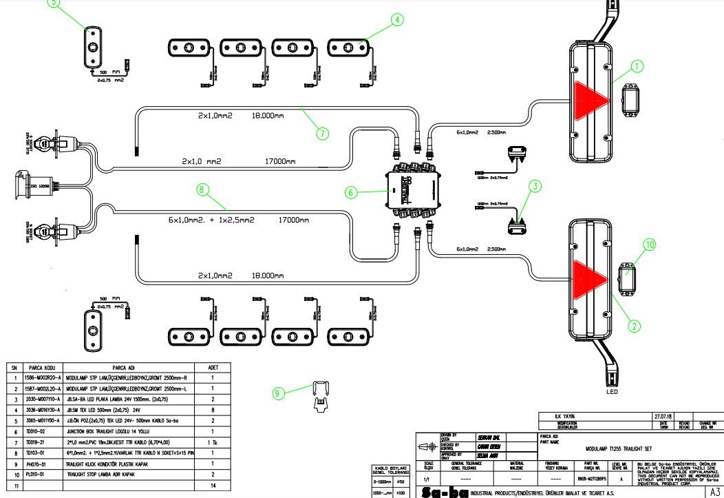 8928-M2T12B5P5-F MODULAMP T1255 TRAILIGHT SET S+N+ TREYLER DORSE SET