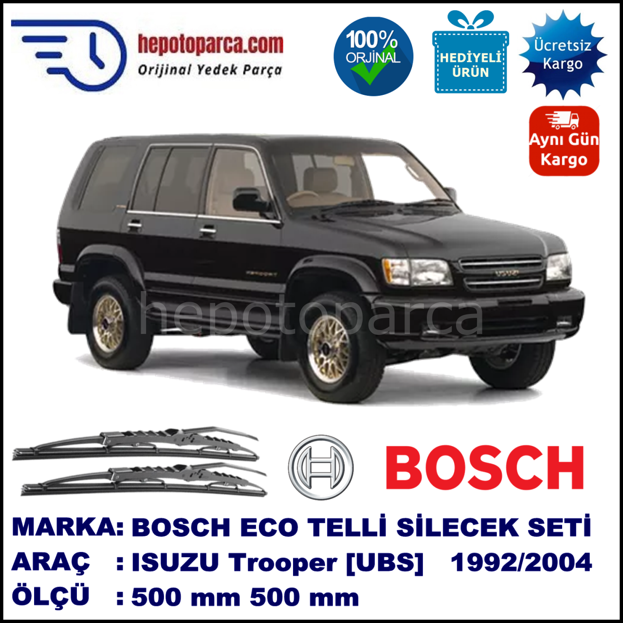 ISUZU Trooper [UBS] 08.92-09.04 500 / 500 mm. BOSCH ECO Telli Silecek 2'li Takım