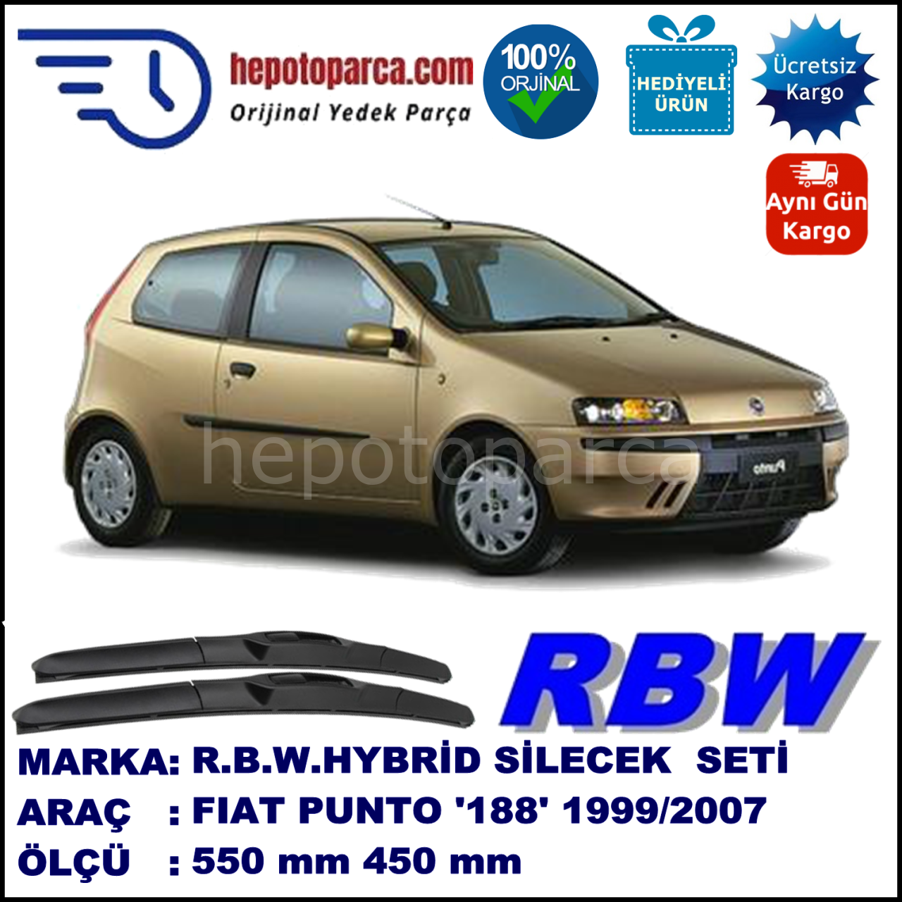 FIAT PUNTO HYBRID SİLECEK TAKIMI RBW ARACA ÖZEL (1999-2010)
