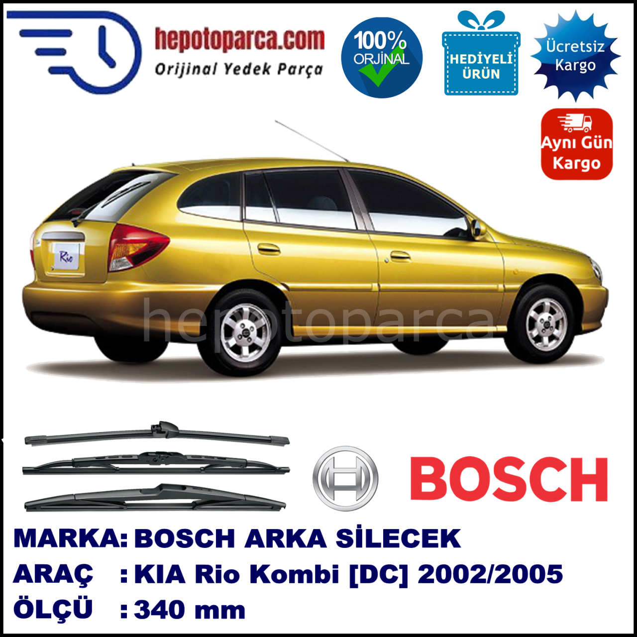 KIA Rio Kombi [DC] 340 mm 09.2002-02.2005 BOSCH Arka Silecek
