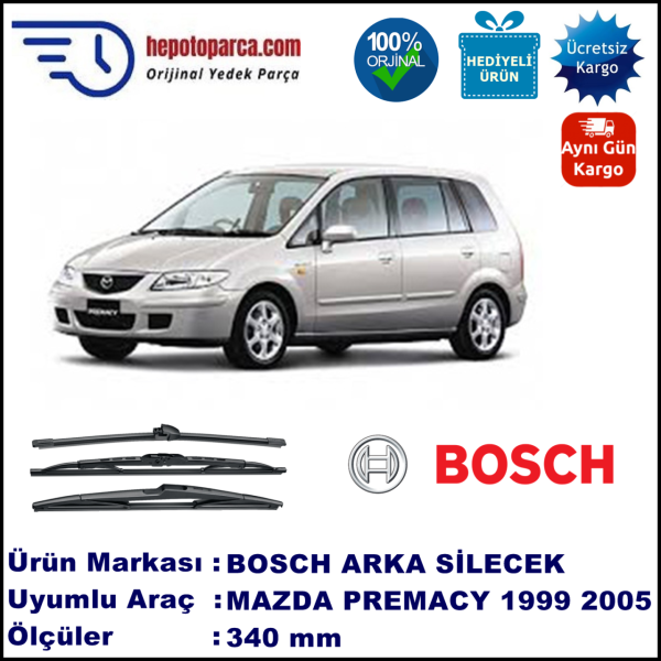 MAZDA Premacy [CP] 340 mm 03.1999-05.2005 BOSCH Arka Silecek