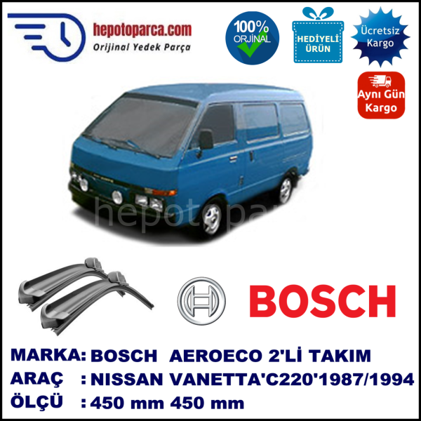 NISSAN Vanette [C220] 04.1987-11.1994, 450 / 450 mm. BOSCH AEROECO Aparatlı Muz Silecek