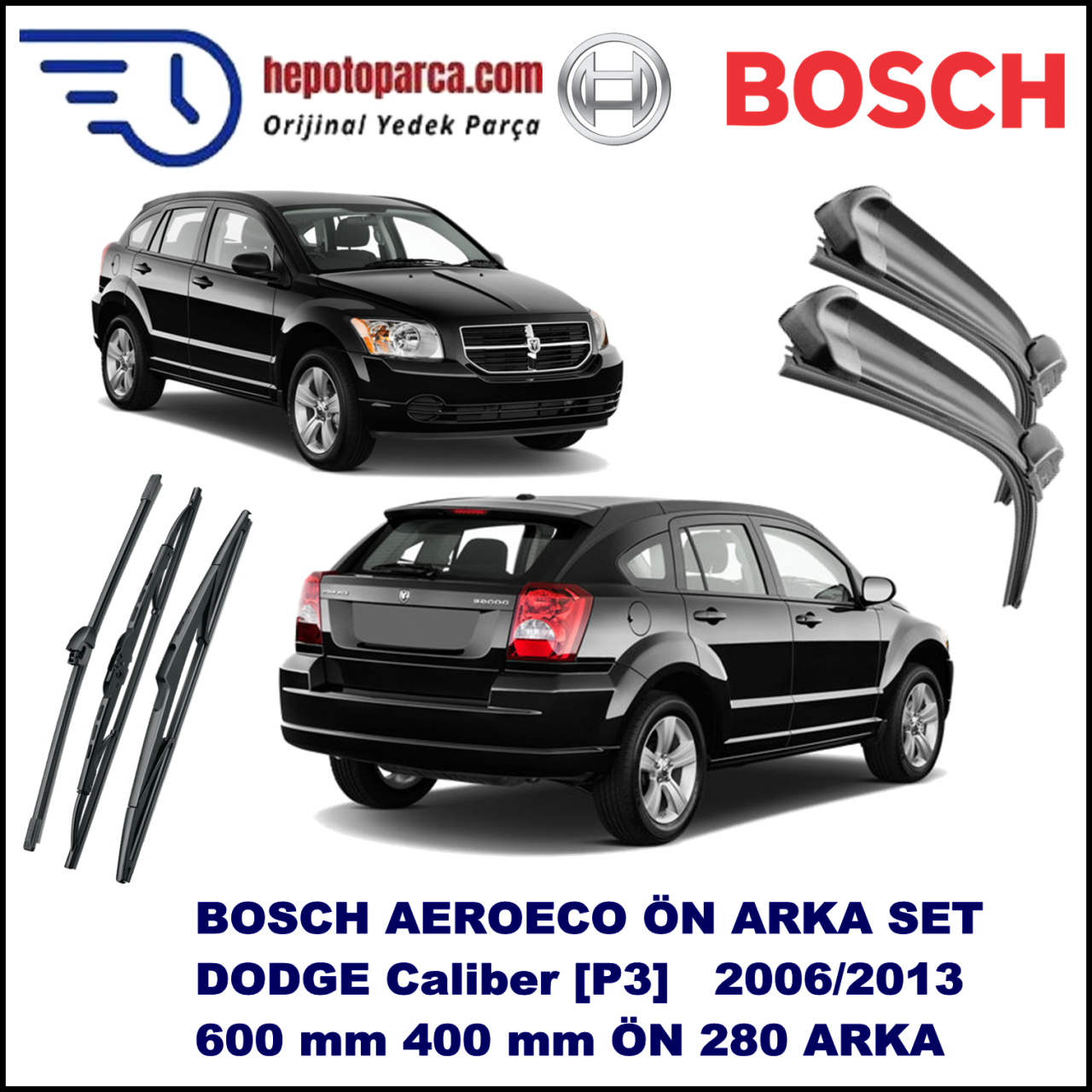 DODGE Caliber [P3] 01,2006-,,, Bosch Aeroeco Ön ve Arka Silecek Takımı