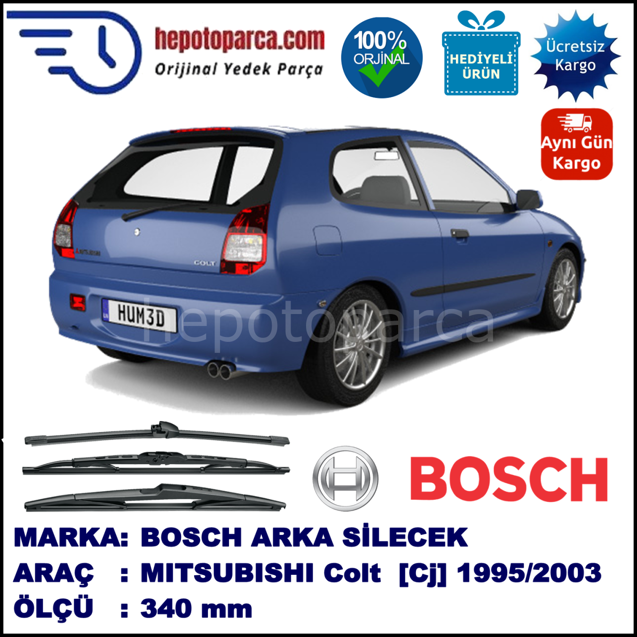MITSUBISHI Colt [CJ] 340 mm 11.1995-06.2003 BOSCH Arka Silecek