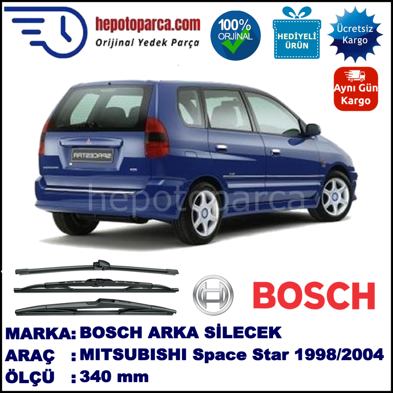 MITSUBISHI Space Star [DG] 340 mm 06.1998-12.2004 BOSCH Arka Silecek