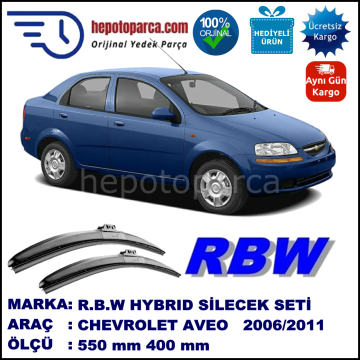 CHEVROLET Aveo [KL1S, T250; KL1S, T255] 02.06-12.11 550 / 400 mm. RBW Hybrid Silecek Seti. U Kanca Uyumlu Hibrit