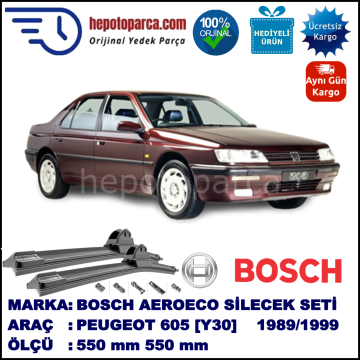 PEUGEOT 605 [Y30] 06.1989-05.1999, 550 / 550 mm. BOSCH AEROECO Aparatlı Muz Silecek