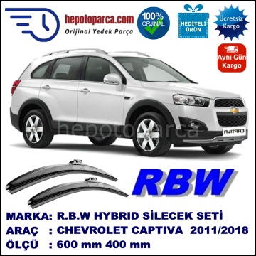 CHEVROLET Captiva [KL1C, C140] 04.11-... 600 / 400 mm. RBW Hybrid Silecek Seti. U Kanca Uyumlu Hibrit