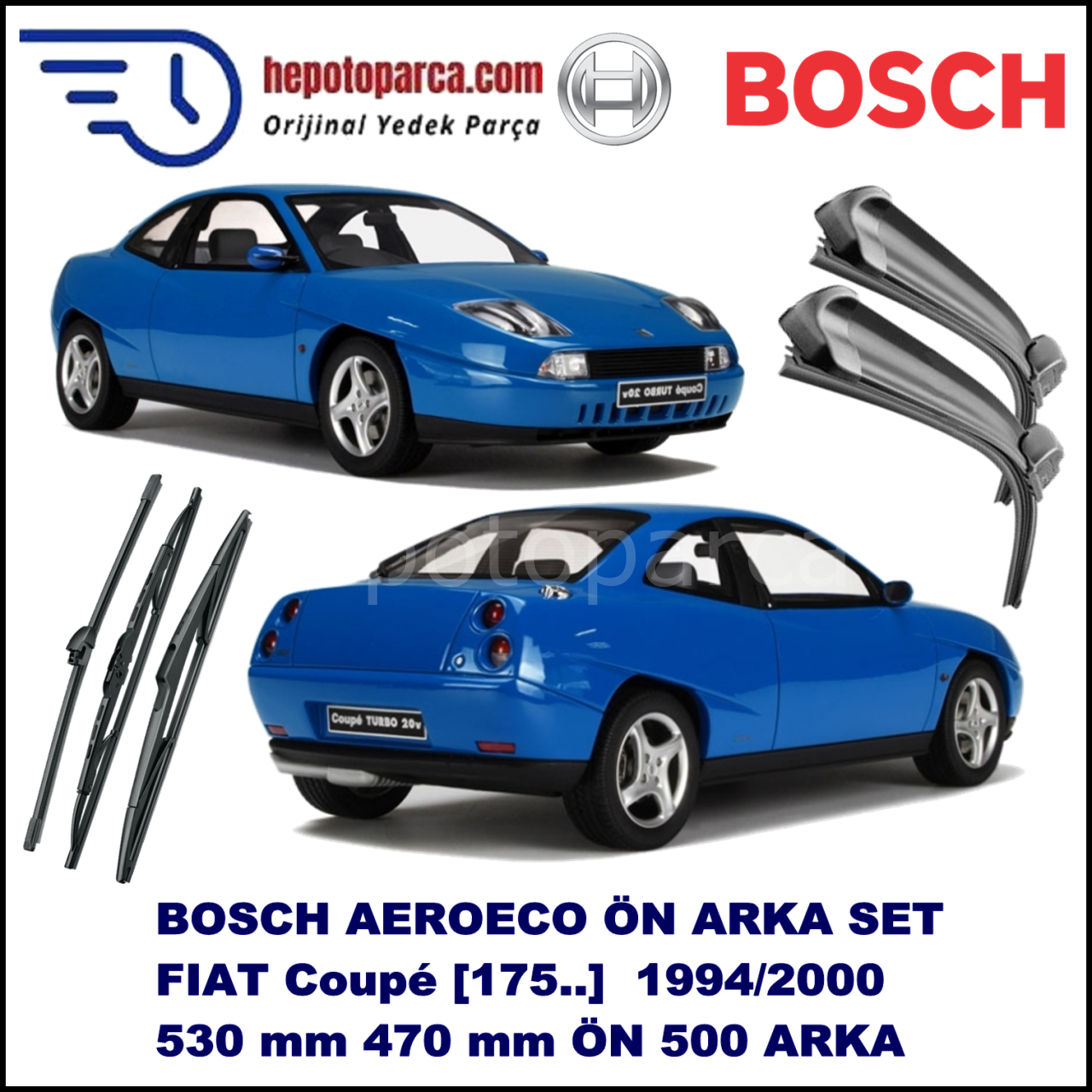 FIAT Coupé [175,,] 02,1994-09,2000 Bosch Aeroeco Ön ve Arka Silecek Takımı