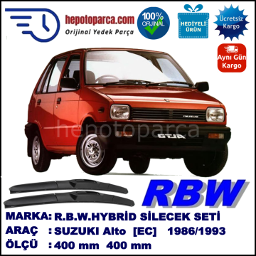 SUZUKI Alto [EC] 01.86-11.93 400 / 400 mm. RBW Hybrid Silecek Seti. U Kanca Uyumlu Hibrit