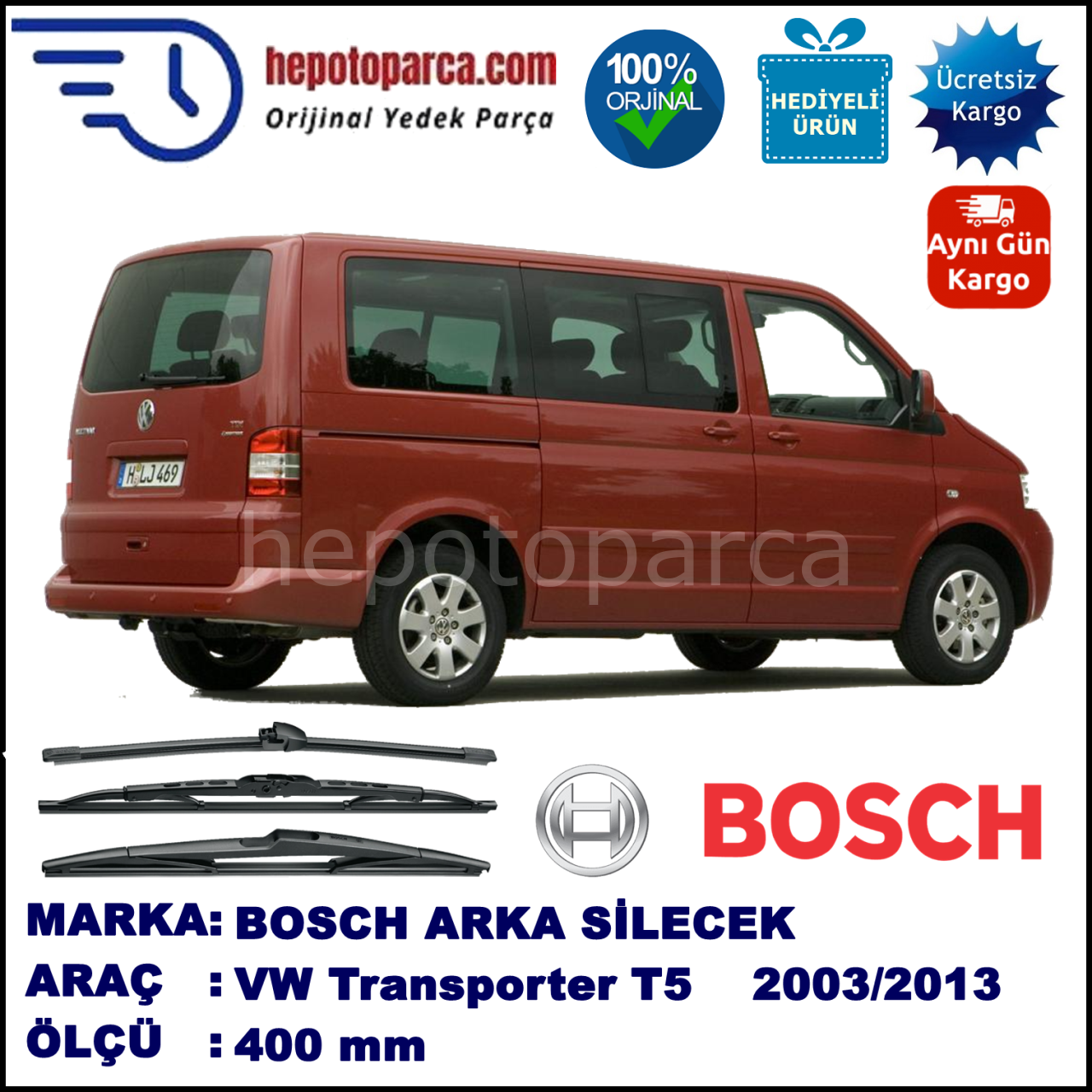 VOLKSWAGEN TRANSPORTER T5 MUZ ARKA SİLECEK RBW ARACA ÖZEL (2003-2015)