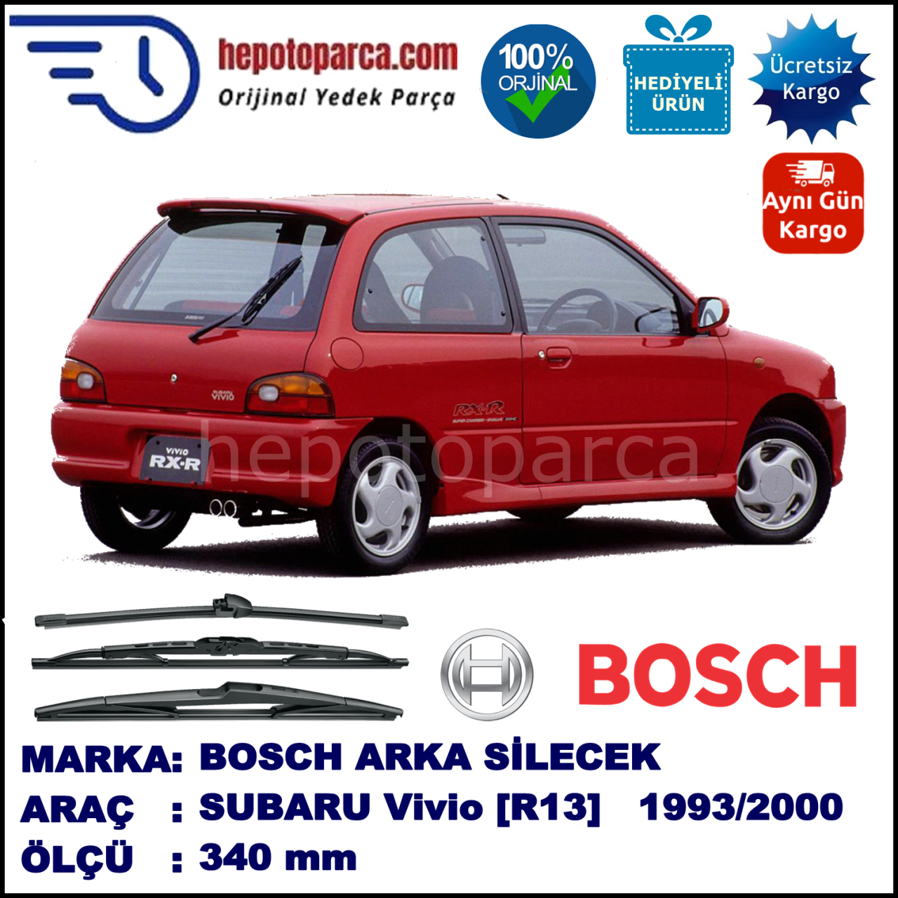 SUBARU Vivio [R13] 340 mm 08.1993-04.2000 BOSCH Arka Silecek