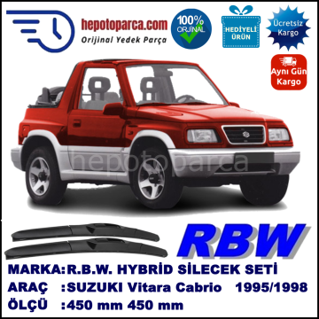 SUZUKI Vitara Cabrio [ET] 01.95-03.98 450 / 450 mm. RBW Hybrid Silecek Seti. U Kanca Uyumlu Hibrit