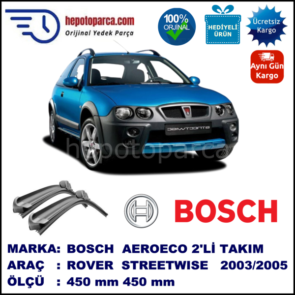 ROVER Streetwise  09.2003-12.2005, 450 / 450 mm. BOSCH AEROECO Aparatlı Muz Silecek