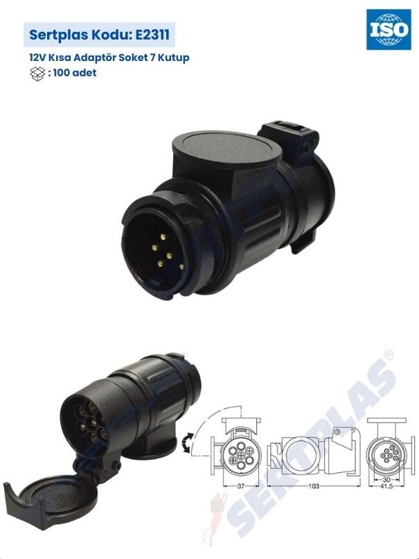 E2311 12V Kısa Adaptör Soket 7 Kutup