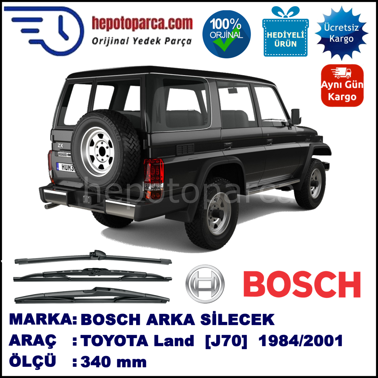 TOYOTA Land Cruiser [J7] 340 mm 11.1984-08.2001 BOSCH Arka Silecek