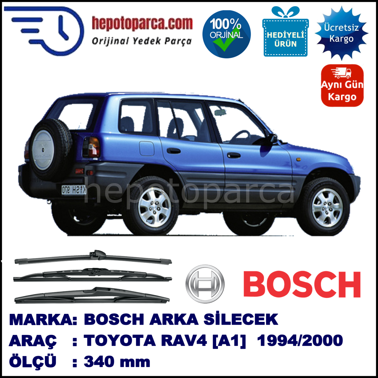 TOYOTA RAV4 [A1] 340 mm 04.1994-08.2000 BOSCH Arka Silecek