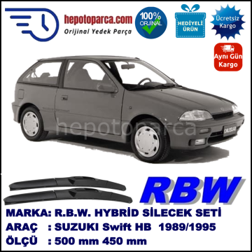 SUZUKI Swift Hatchback [EA] 01.89-09.95 500 / 450 mm. RBW Hybrid Silecek Seti. U Kanca Uyumlu Hibrit