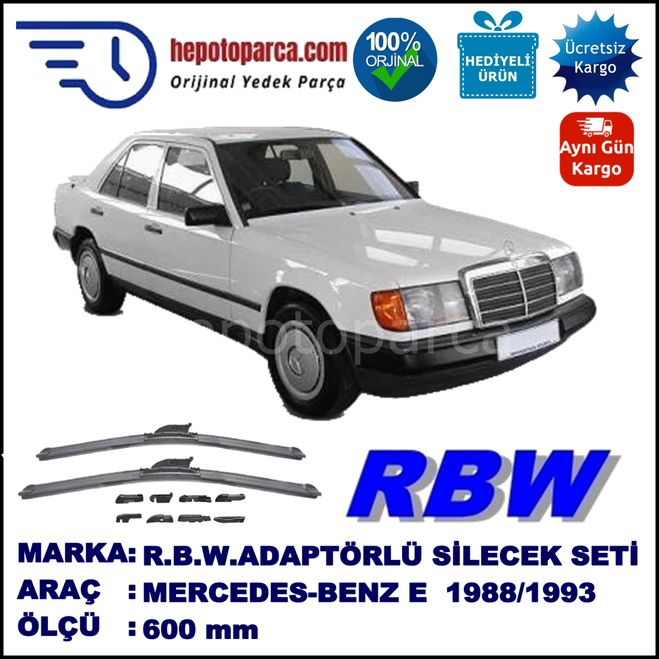 MERCEDES-BENZ Serie 124  01.1988-08.1993, 600 / - mm.  RBW  ADAPTÖRLÜ MUZ SİLECEK