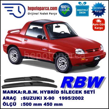 SUZUKI X-90  09.95-... 500 / 450 mm. RBW Hybrid Silecek Seti. U Kanca Uyumlu Hibrit