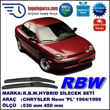 CHRYSLER Neon [PL] 06.94-06.99 530 / 450 mm. RBW Hybrid Silecek Seti. U Kanca Uyumlu Hibrit