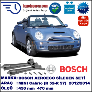 MINI (BMW) Mini Cabrio [R 52; R 57] 05.2012-..., 450 / 470 mm. BOSCH AEROECO Aparatlı Muz Silecek