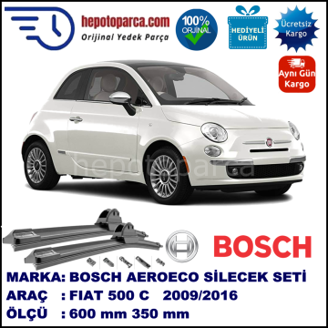 FIAT 500C [312..] 07.2009-..., 600 / 350 mm. BOSCH AEROECO Aparatlı Muz Silecek